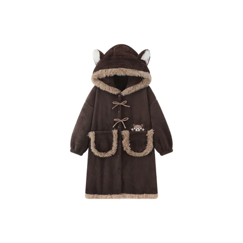 OEING Коричневый Панда Сон Халат Женские Банные халаты