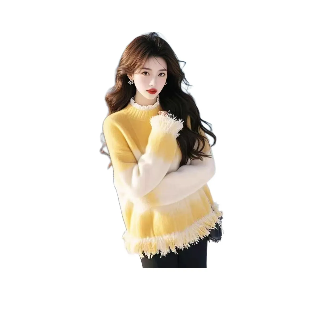 ZVJH Жёлтый Женский Трикотаж