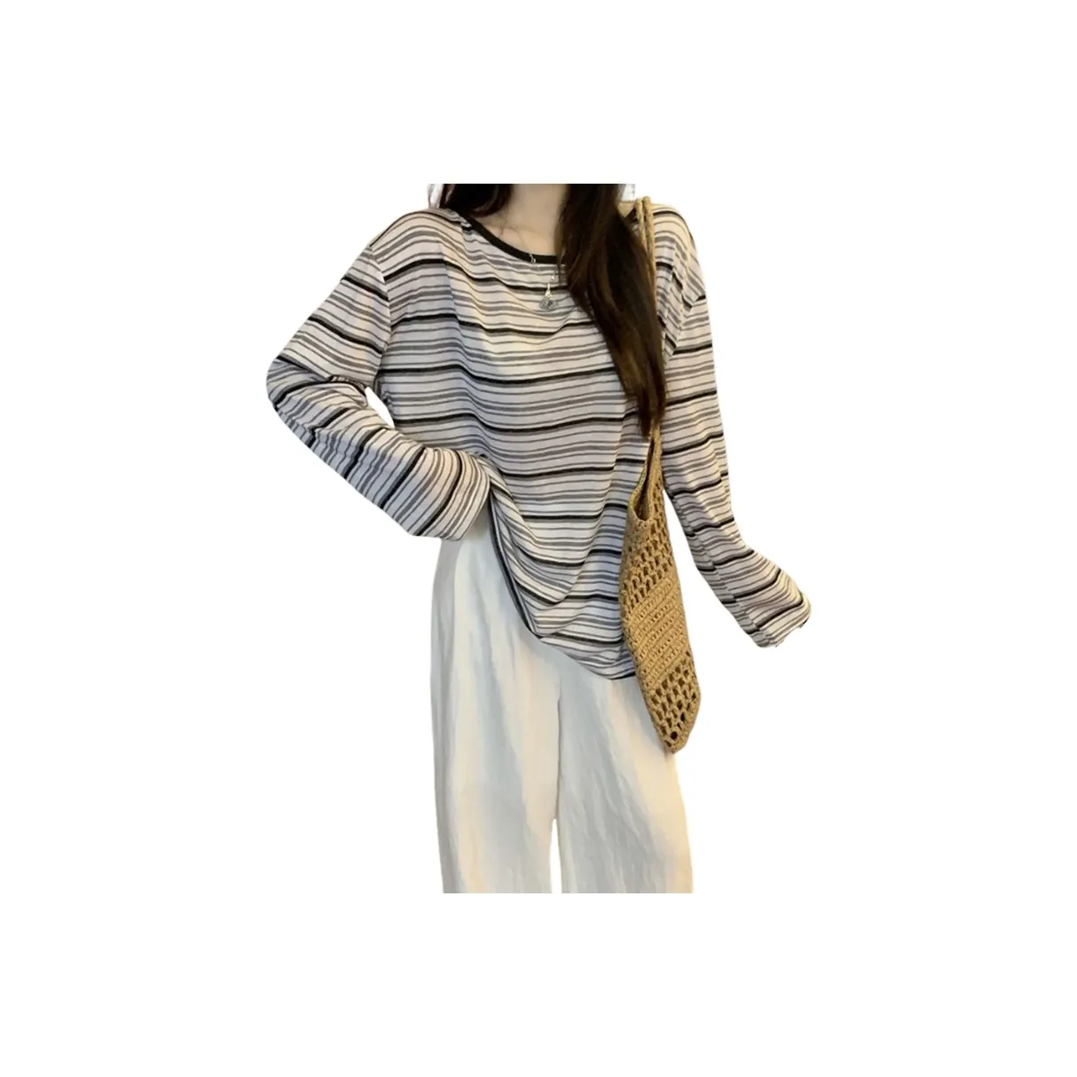 GOSO Черный Абрикос Полосы Женская T-Рубашка