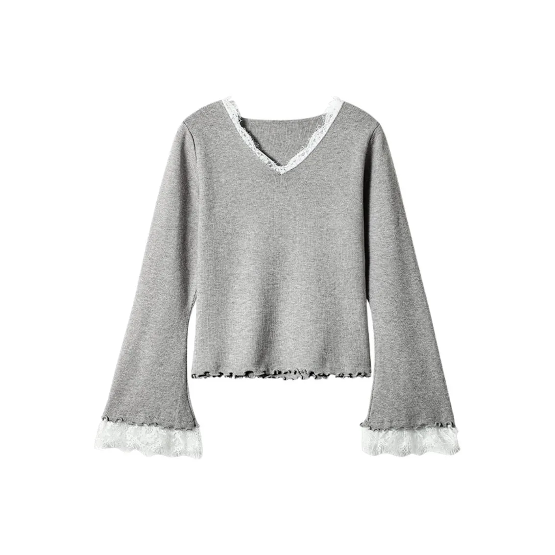 IUNOP Осенний Зимний Элегантный Расклешенный Рукав V-образный Вырез UNIQUE Топ Для Женщин