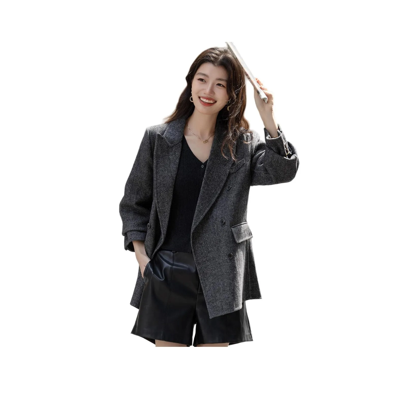 Dme Черный Серый Цвет Женский Пальто