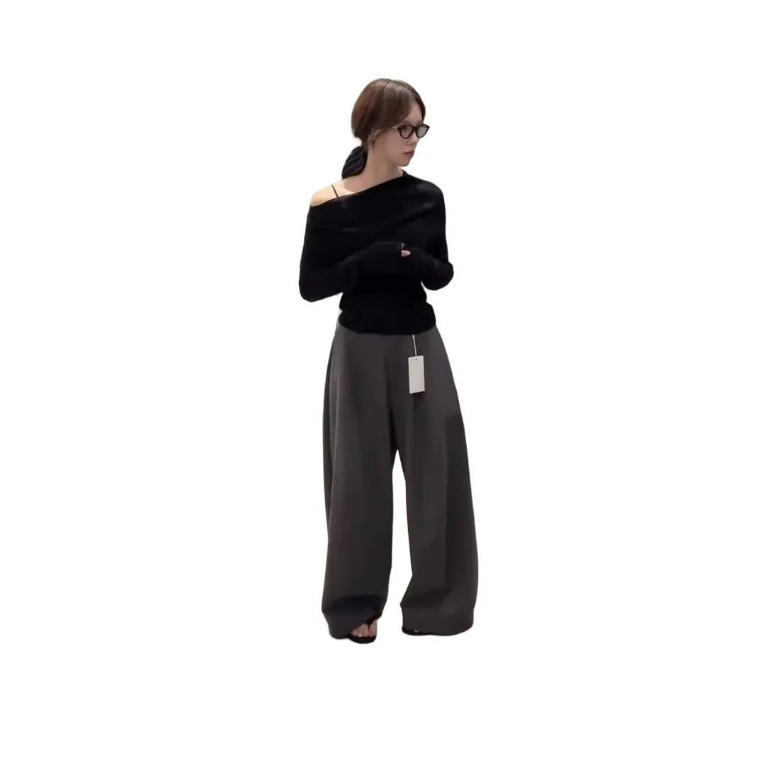 REMOULD Черный топ + Брюки Женские Повседневные костюмы