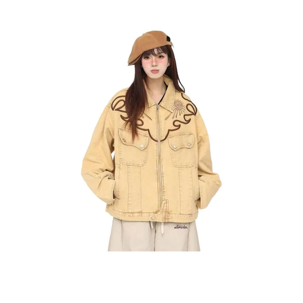 BVODE Желтый Женские Джинсовые Куртки