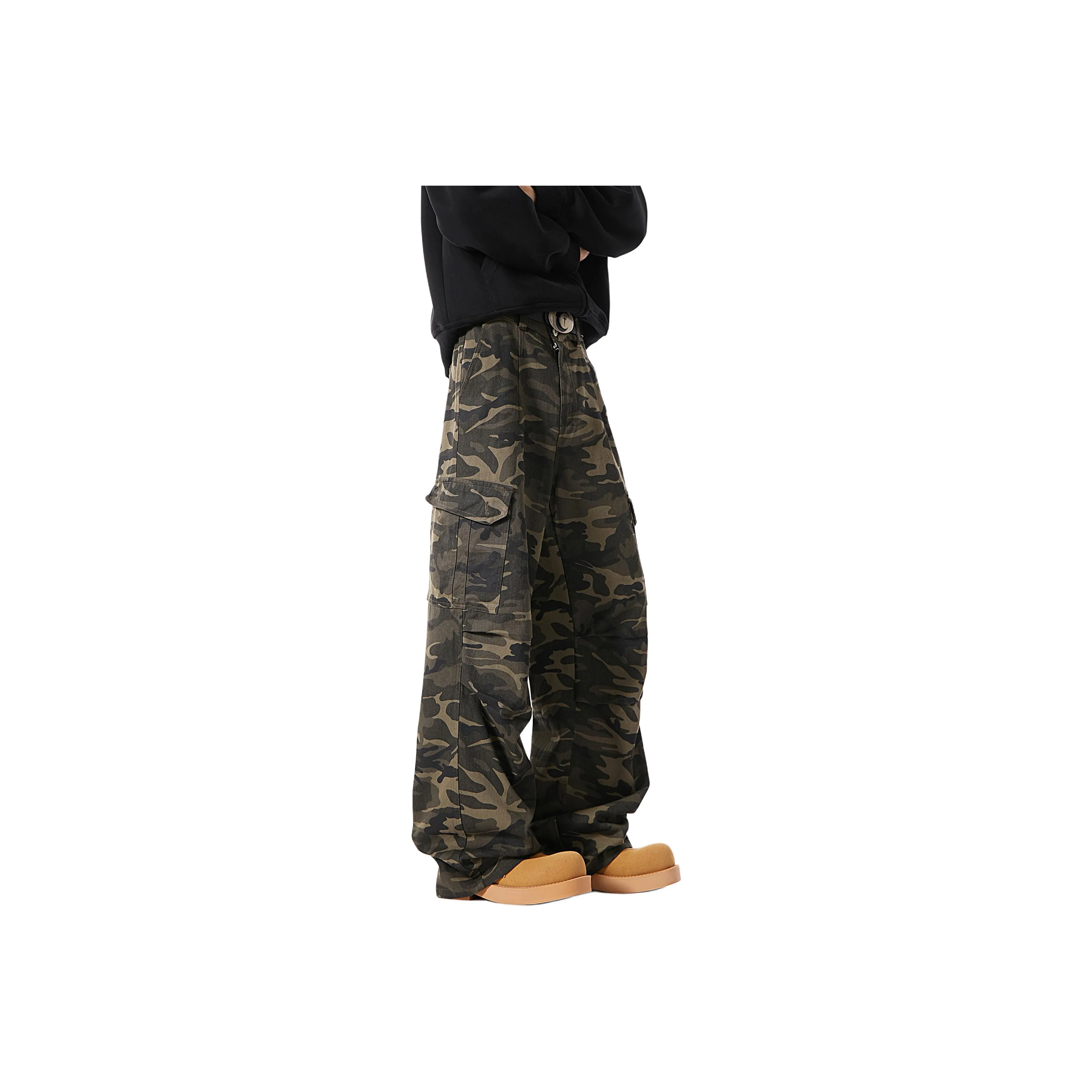 COMOWA Камуфляж [Съемный логотип] Унисекс Карго-брюки