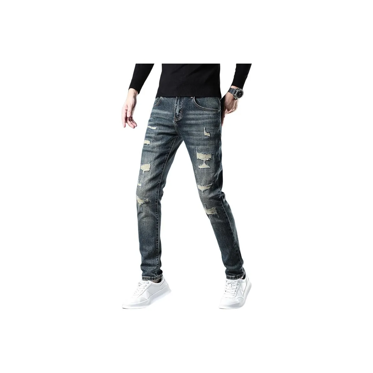 JIKENDI Винтажные синие брюки Мужские Джинсы