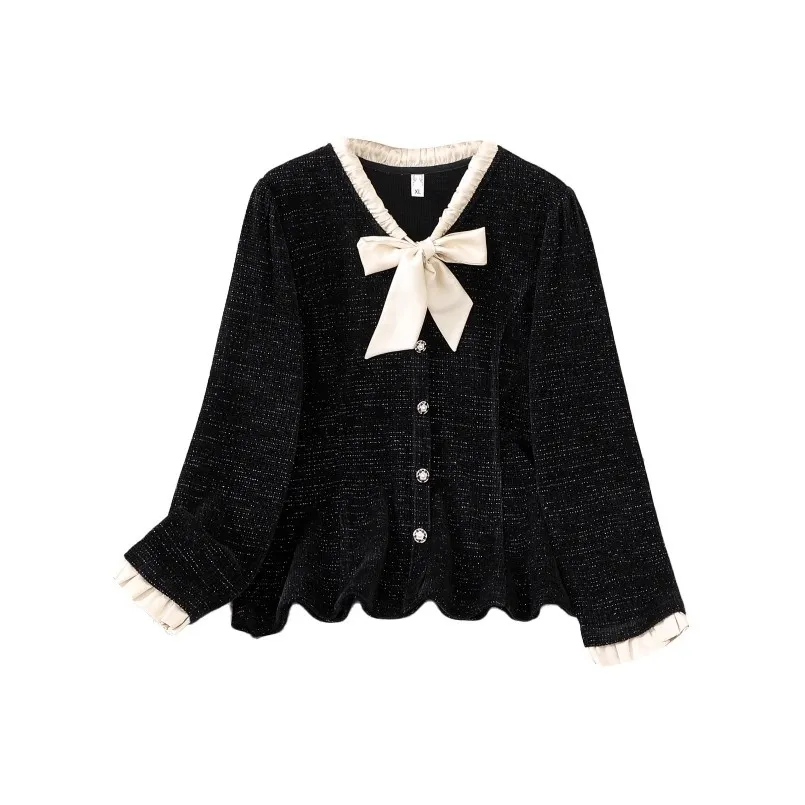 YUNFEIXIU Рубашка Универсальный Fashion Casual Элегантность Корейский стиль Большой размер Топ Похудение Повседневный Осенний Женские