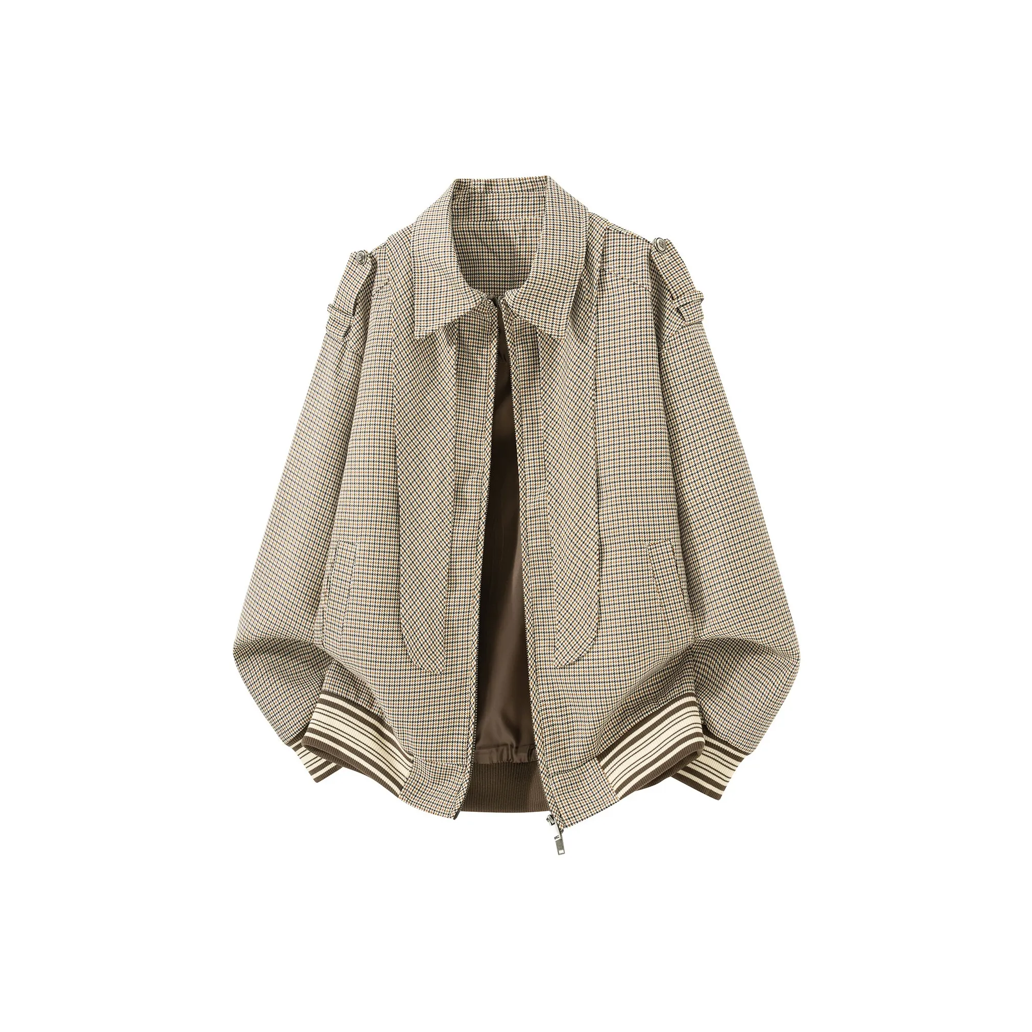 PAEFA Кофейный Гусиная лапка Унисекс Куртки