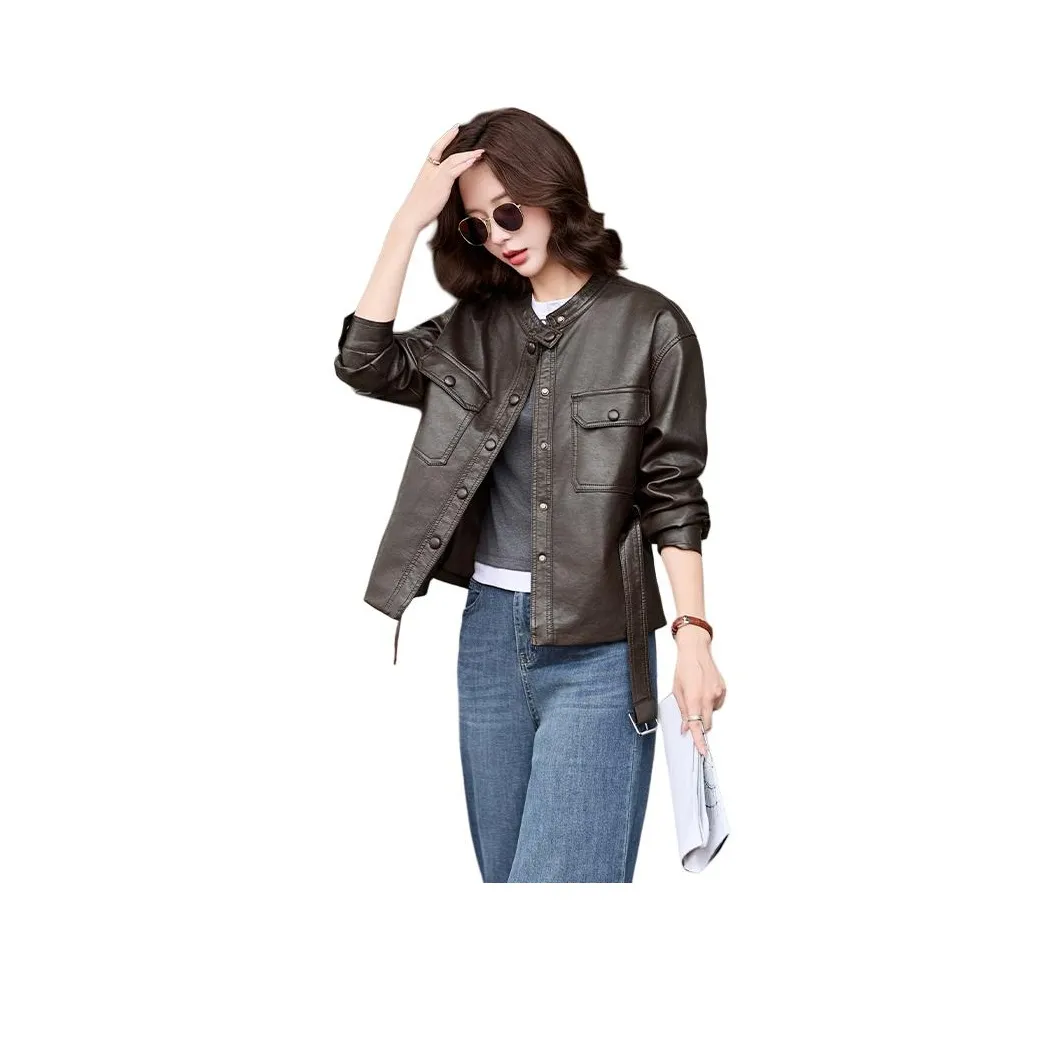 H YXIANG Кожа Куртка Женская