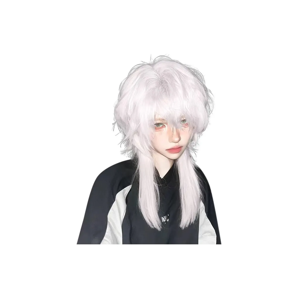 FYOSEE Белый Волк Ласточкин хвост Flounder Голова Перука Мужской и Женский Короткие волосы Японский стиль Косплей Стиль волос Самурая