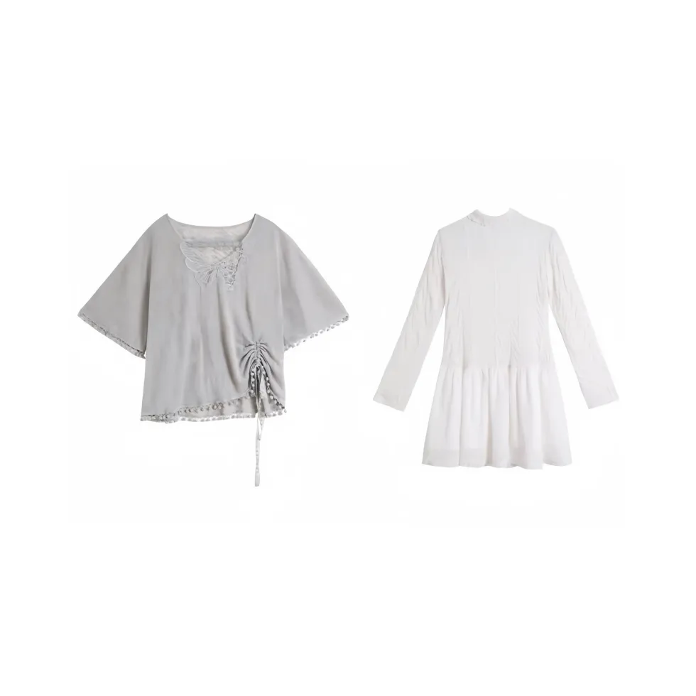 GORGEOUSIDEA Серый COVER UP + Белое Платье Женские Комплекты с Юбкой
