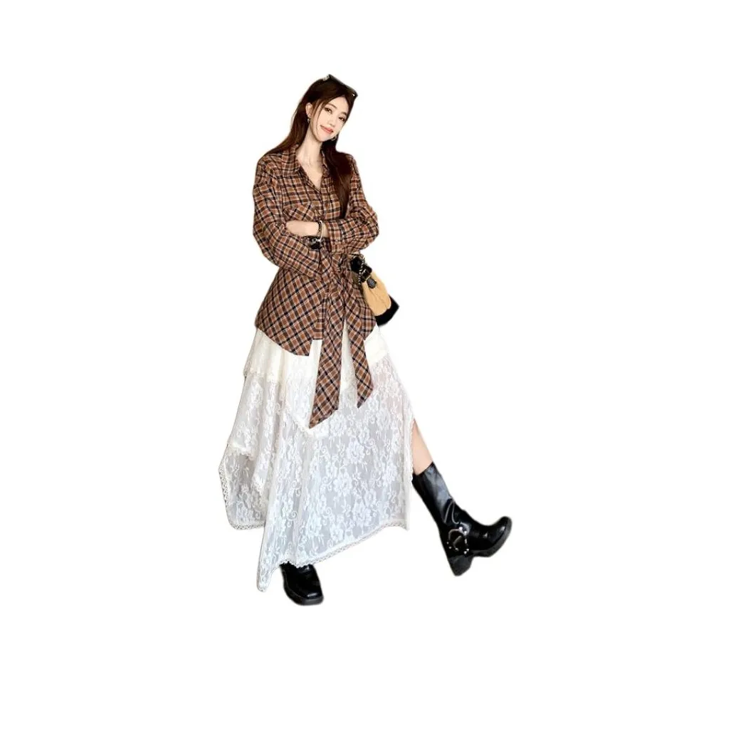 REMOULD Клетчатый Комплект Рубашка + Юбка + Юбка Женские