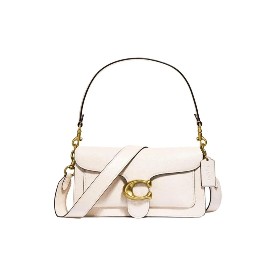 COACH Tabby Polished Pebbled Leather Wine God Bag Shoulder Bag Crossbody Bag Medium Size Women's White