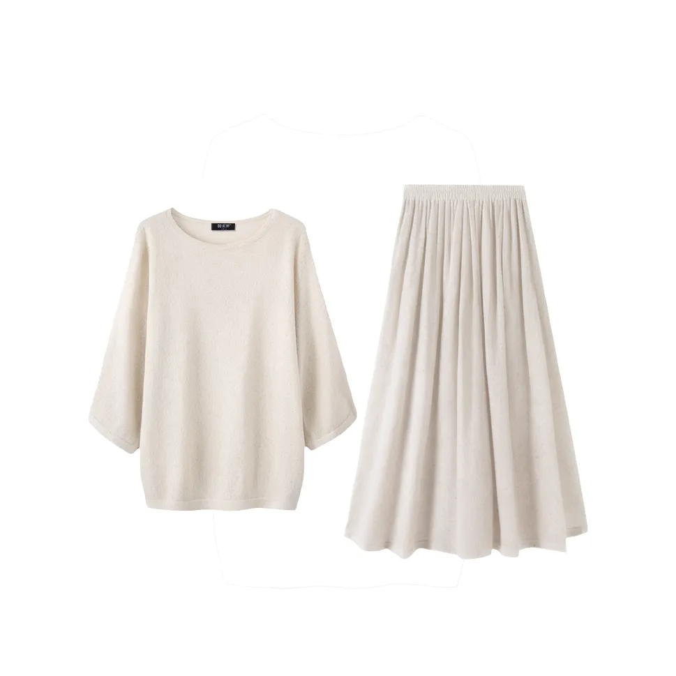 LUYOUYE Linen Shell White Women's Skirt Sets