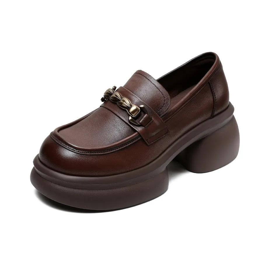 H2 Винтаж Британский стиль Женская обувь Универсальная Металлический Дизайн Модный Без подкладки Лоферы Женские