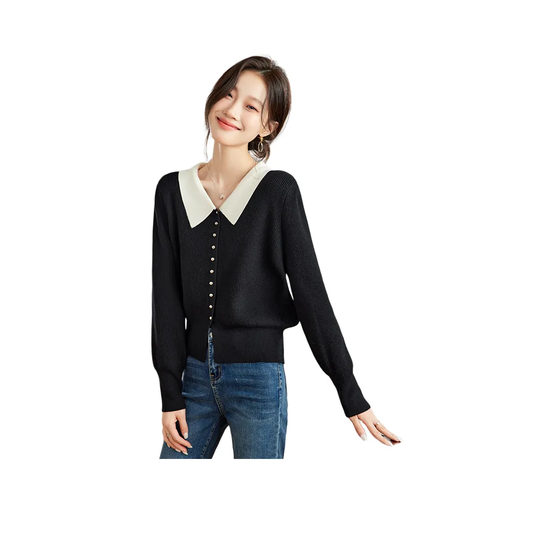 MJ Длинный рукав Трикотажный кардиган Женские