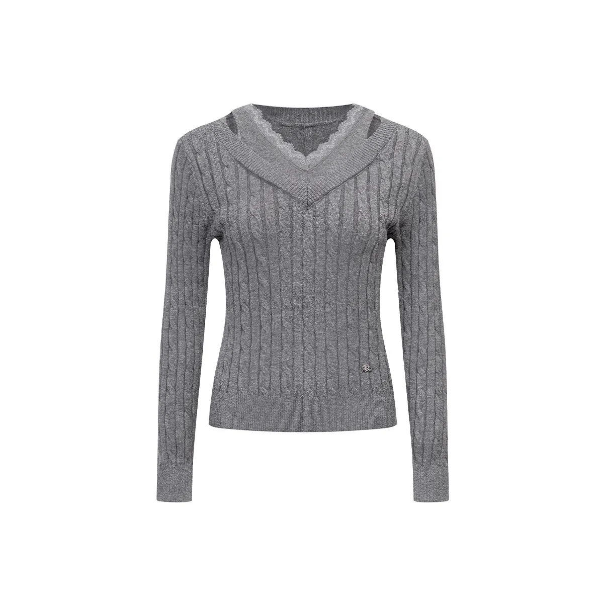 Ariseism Пэчворк Кружевная отделка Mock Два предмета Свитер Женские ОТДЕЛЬНЫЙ Топ Женские