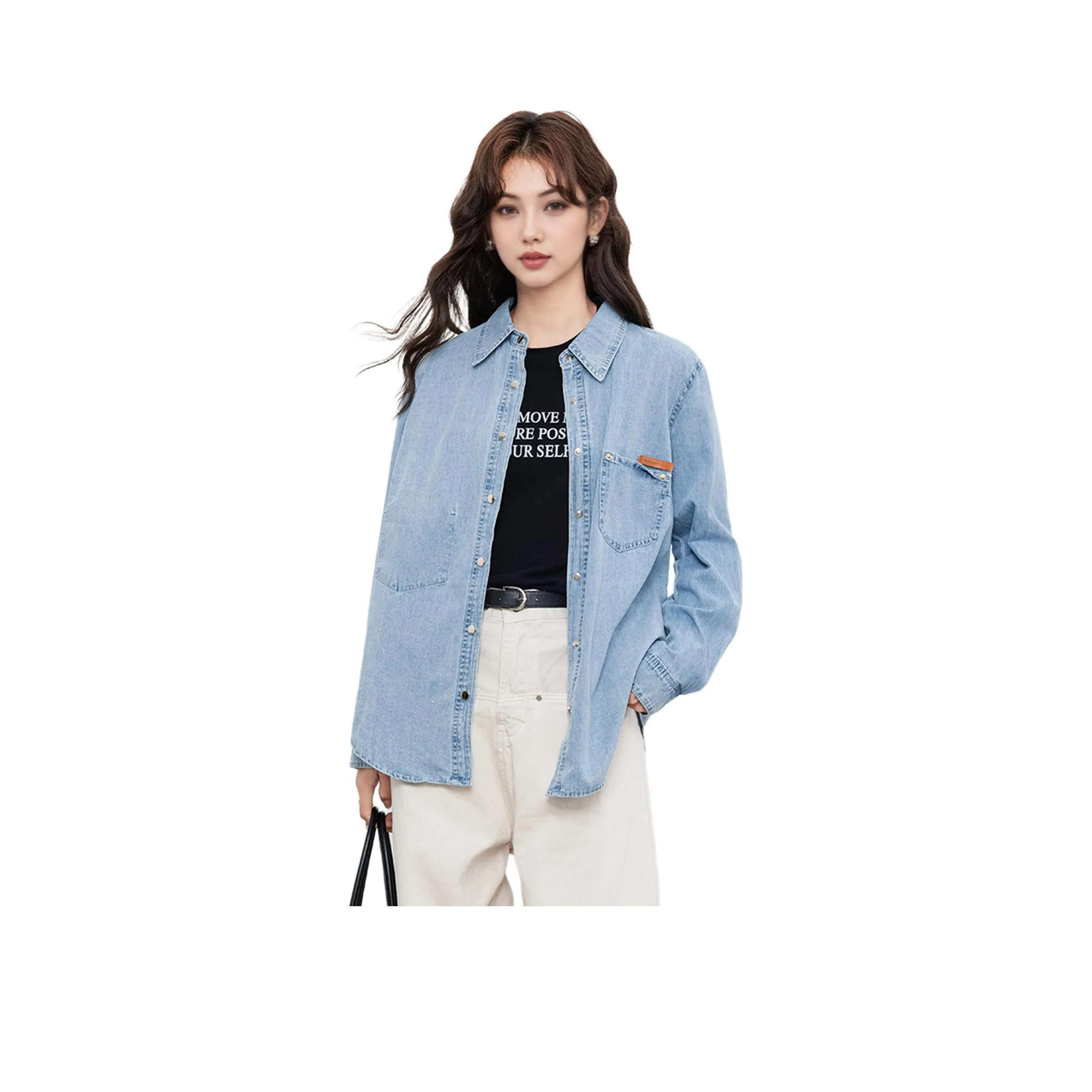 ERIRI Джинсовый синий Женские Рубашки