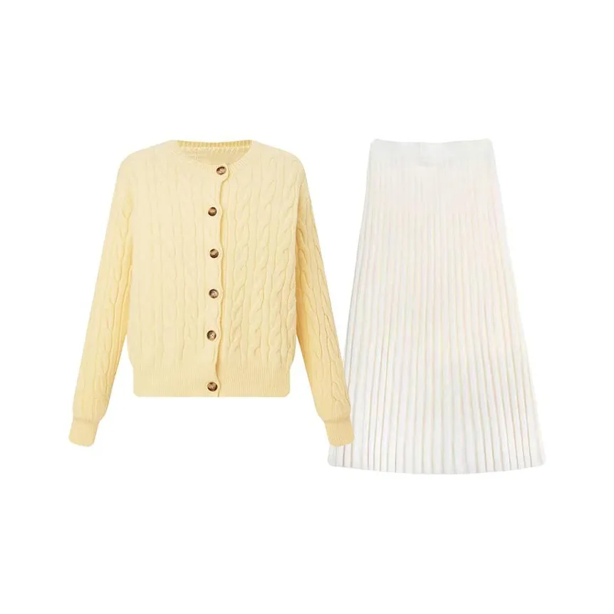 MARIE·COCO Желтый кардиган + юбка женский комплект с юбкой