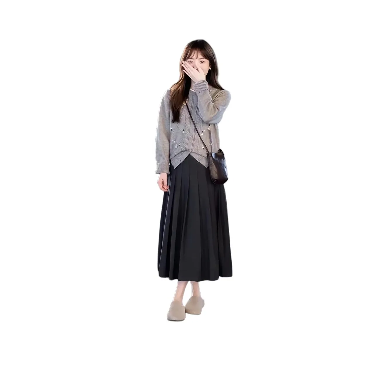 Mu Xiao Xin Плиссированная юбка + Трикотаж Женские Комплекты с юбкой