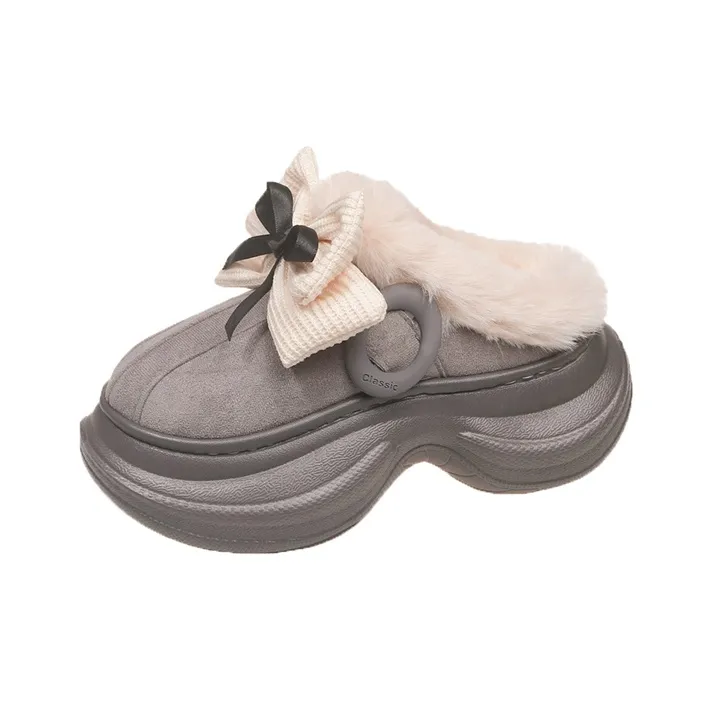 WUJI ЭВА Бант Закрытый носок FLUFFY Тапочки Женские