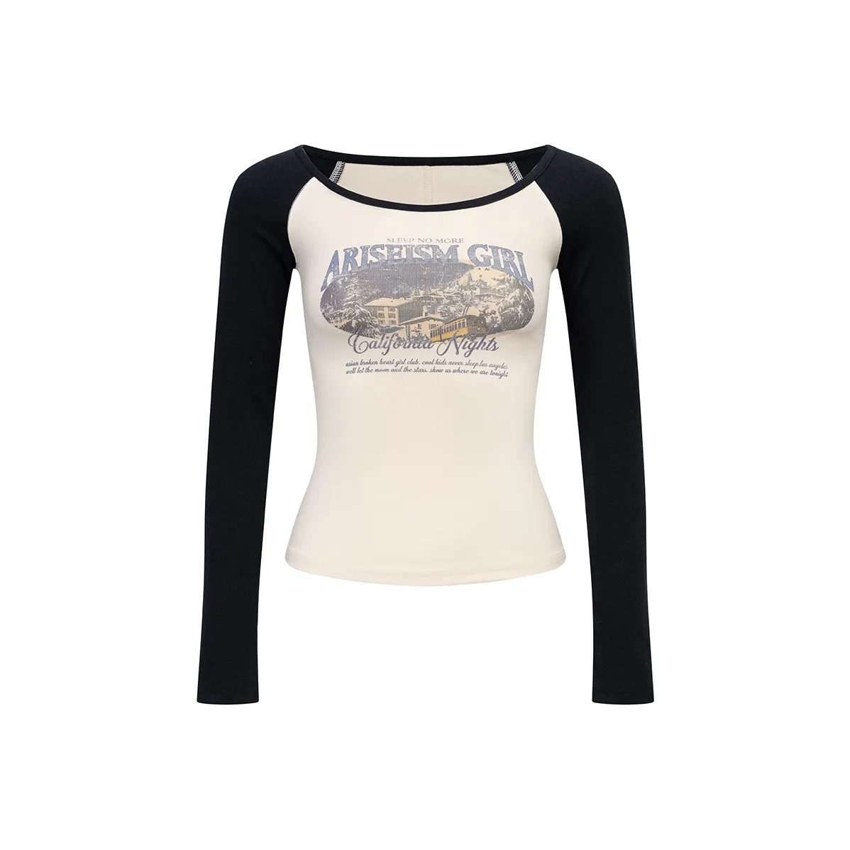 Ariseism Дизайн Inspired Принт Реглан Длинный Рукав Т-Рубашка Женская AUTUMN Girl Hot Фит Облегающий крой Топ Женский