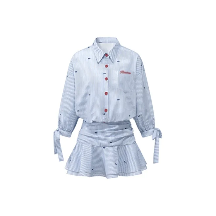 UYH Весна-осень Лето Элегантность С утяжкой на талии Универсальный Длинный Sleeved Плиссированная юбка Женские