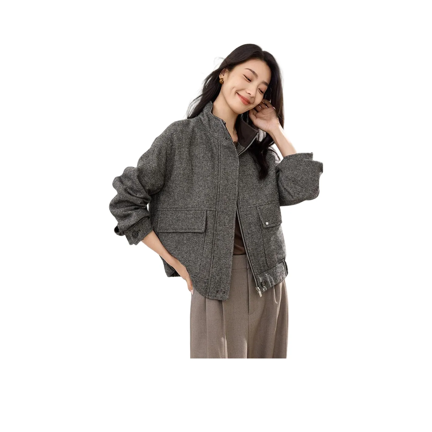 ZUOSAISI Темный цветочный дизайн кофе женские куртки