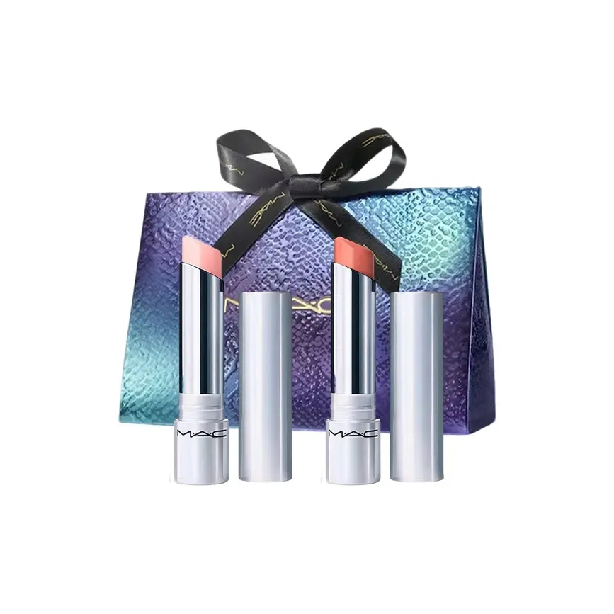 MAC Свежий образ QQ Твердый ГЛосс для губ и Бальзам для губ Duo с Светящимся эффектом Кремовый Чехол Макияж Наборы Питательный 3,14г+3,14г