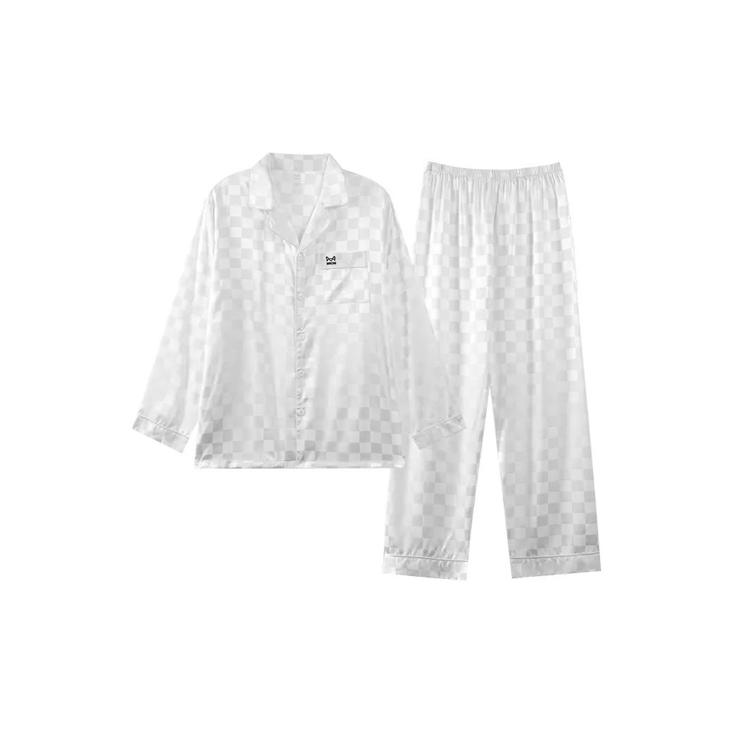 MIIOW Белый Клетчатый Мужской Пижамный Комплект