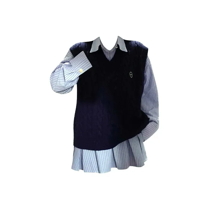 UYH Свободный крой Повседневный Универсальный Топ Рубашка-платье Двухкомпонентный комплект Женский Женский