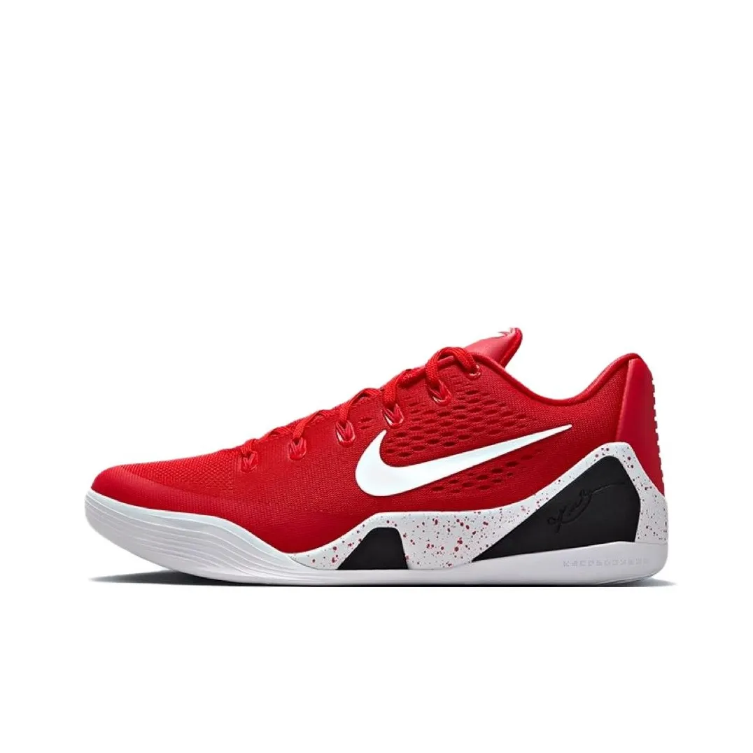 Nike Kobe 9 Slip Resistant Abrasion Resistant Низкие Баскетбольные Кроссовки Унисекс Красный Белый