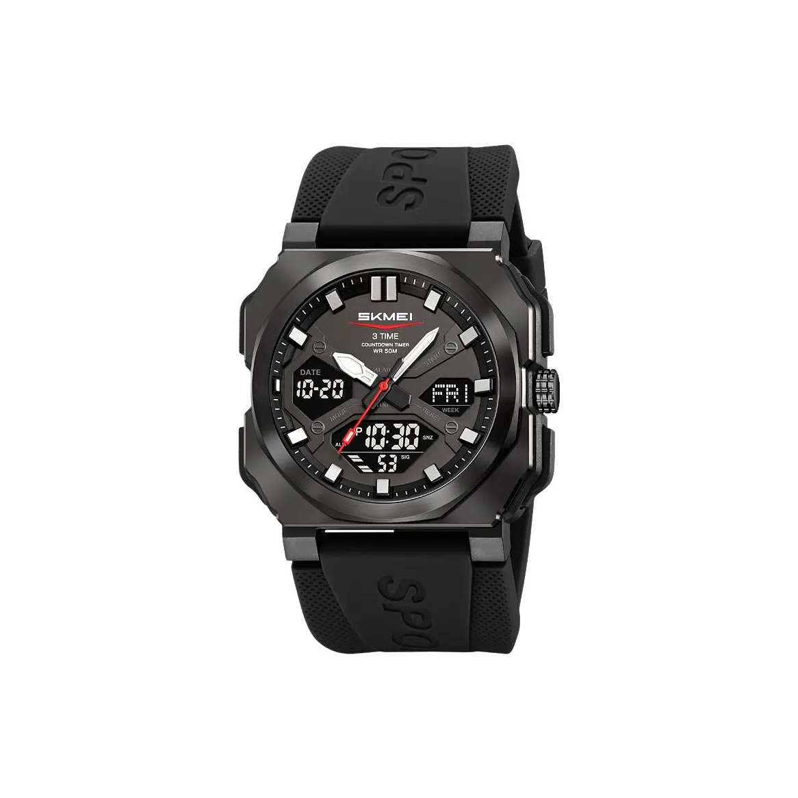 SKMEI Электронный механизм силиконовый ремешок мужские часы черный циферблат