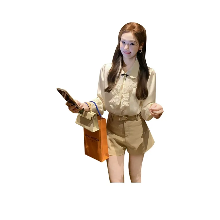 YUTUZI Абрикос Женские Рубашки