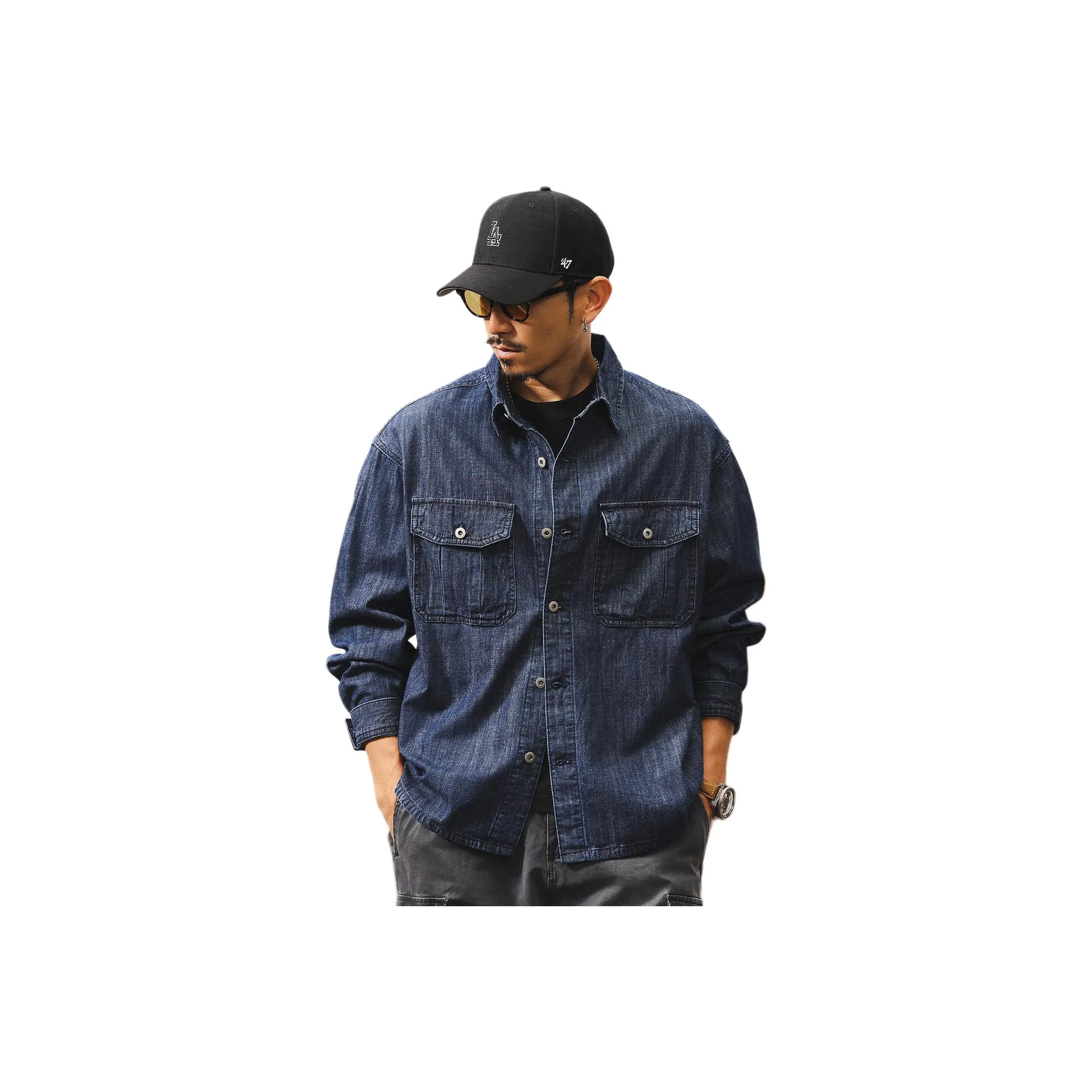 JIELEINUO Темно-синий Мужская Джинсовая Куртка