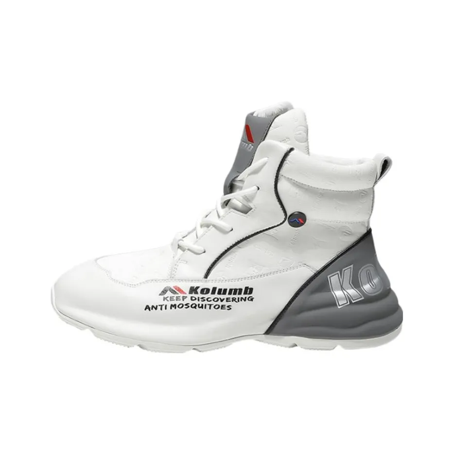 KOLUMB Амортизация Противоскользящий Устойчивый к истиранию Высокий Топ Уличная обувь Мужская Белый Серый