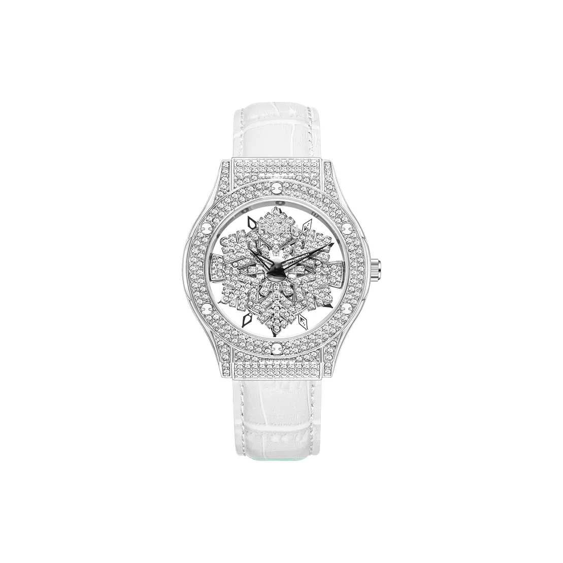 Disney Snowflake Goddess Collection Кварцевый механизм Кожаный ремешок Часы Женские часы с циферблатом в виде скелета