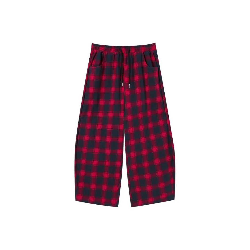 GENANX Red Plaid Unisex Casual Pants GENANX Красные Клетчатые Унисекс Повседневные Штаны