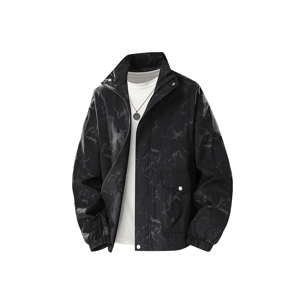 PGNC Свободный крой Большой размер Повседневный Отворотной воротник Ветрозащитный Куртка Мужская