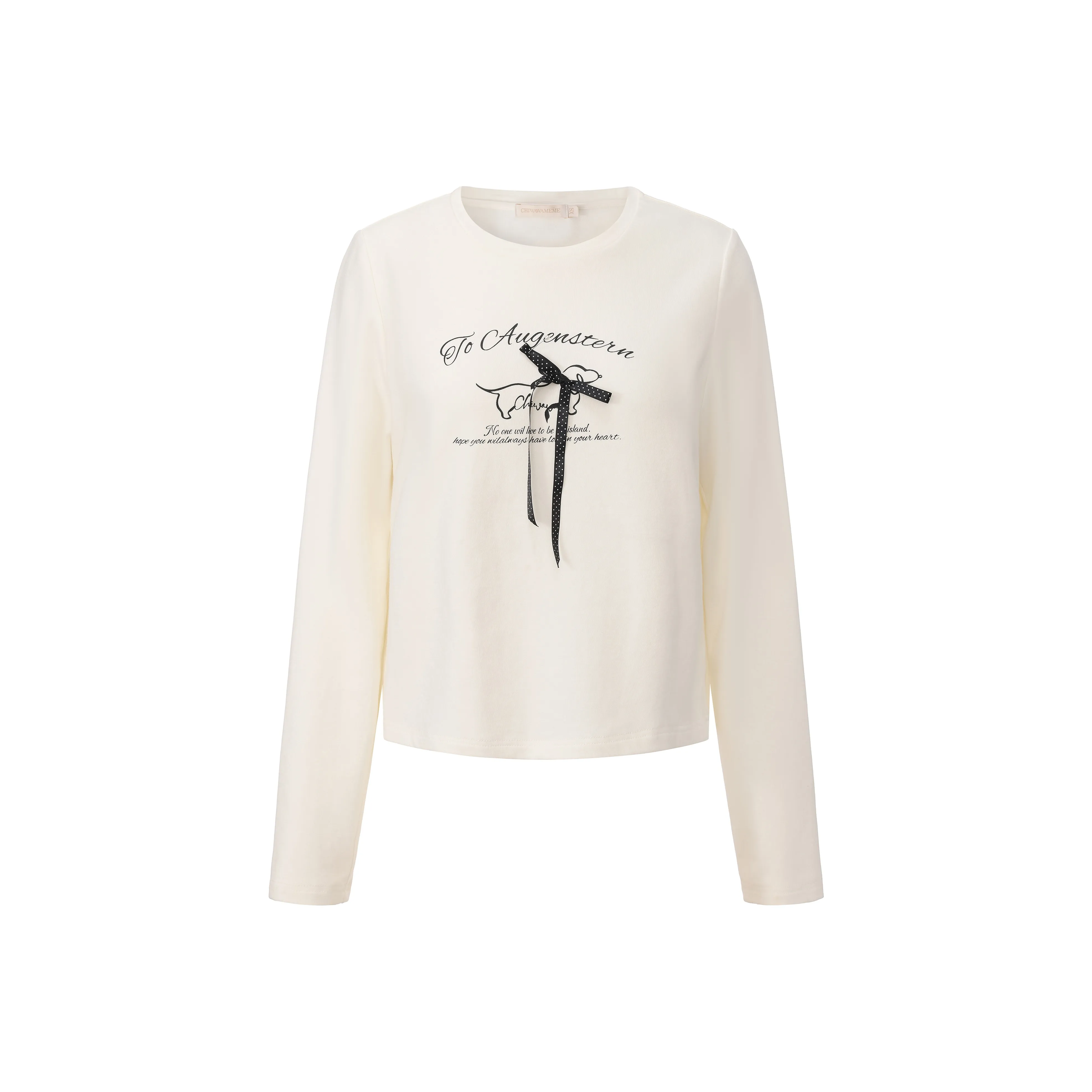 CHIWAWAMEME Молоко Белый Длинный Рукав Женская T-Рубашка