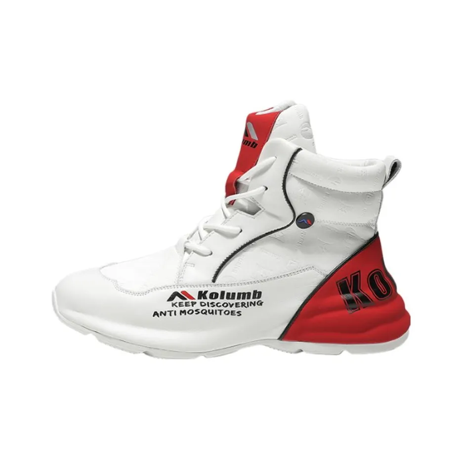 KOLUMB Амортизаторы Шок Устойчивость к истиранию Высокий Топ Уличная обувь Мужская Белый Красный