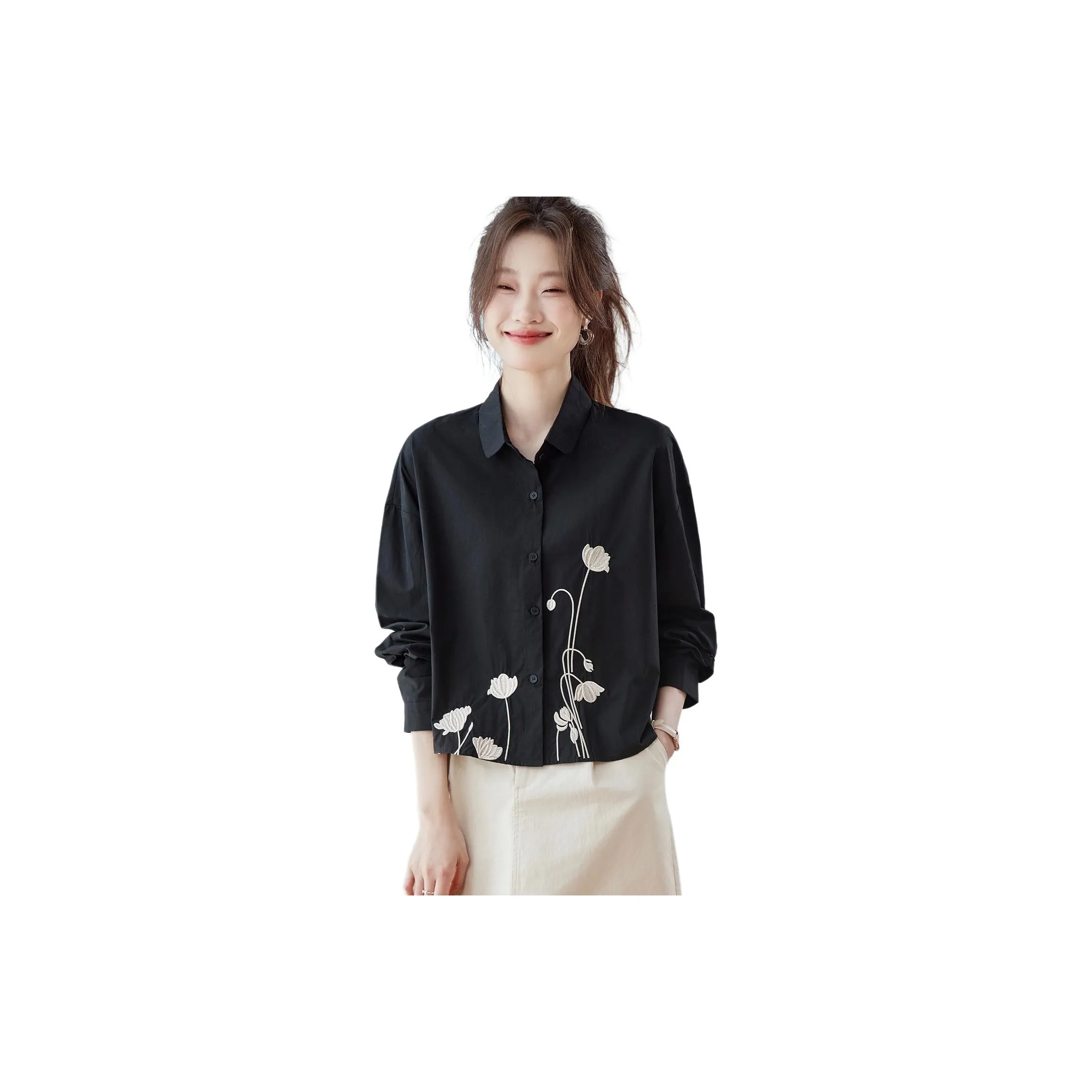 H YXIANG Черные Женские Рубашки