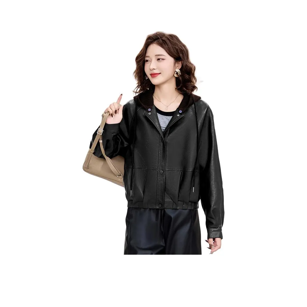 H YXIANG Кожа Куртка Женская