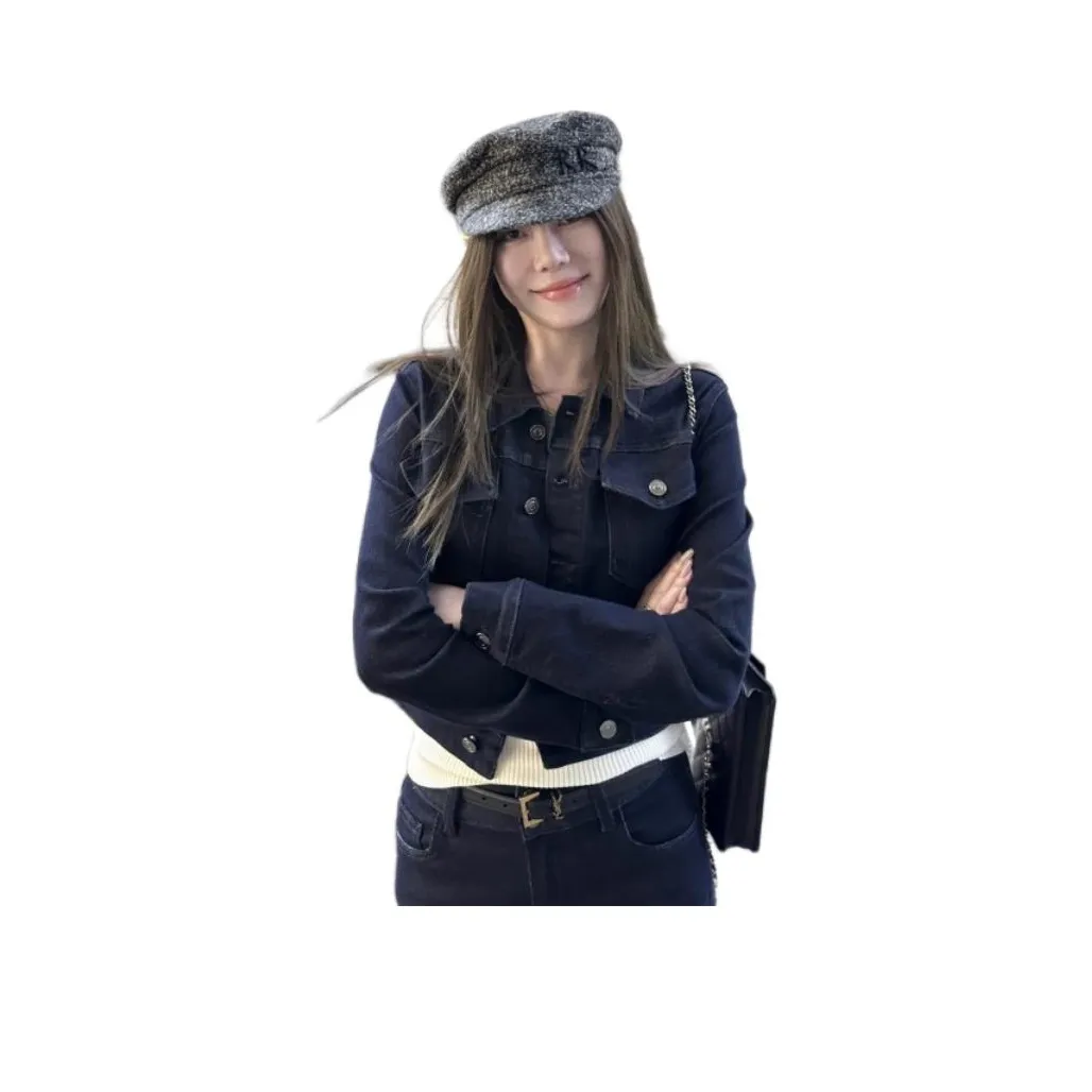 HKPXR Джинсовый синий Женская Джинсовая Куртка