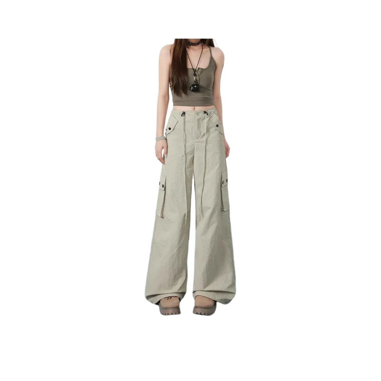 RUXU Gray Apricot Pants Женские Повседневные Брюки