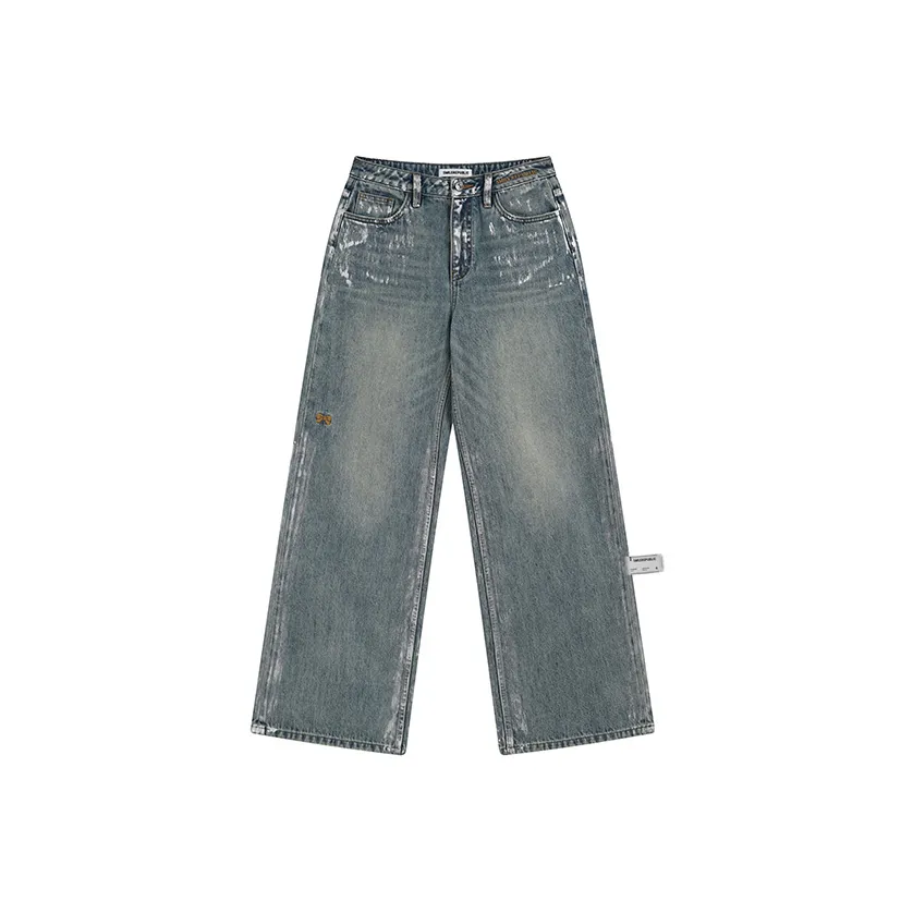 SMILEREPUBLIC Washed Silver Jeans Unisex