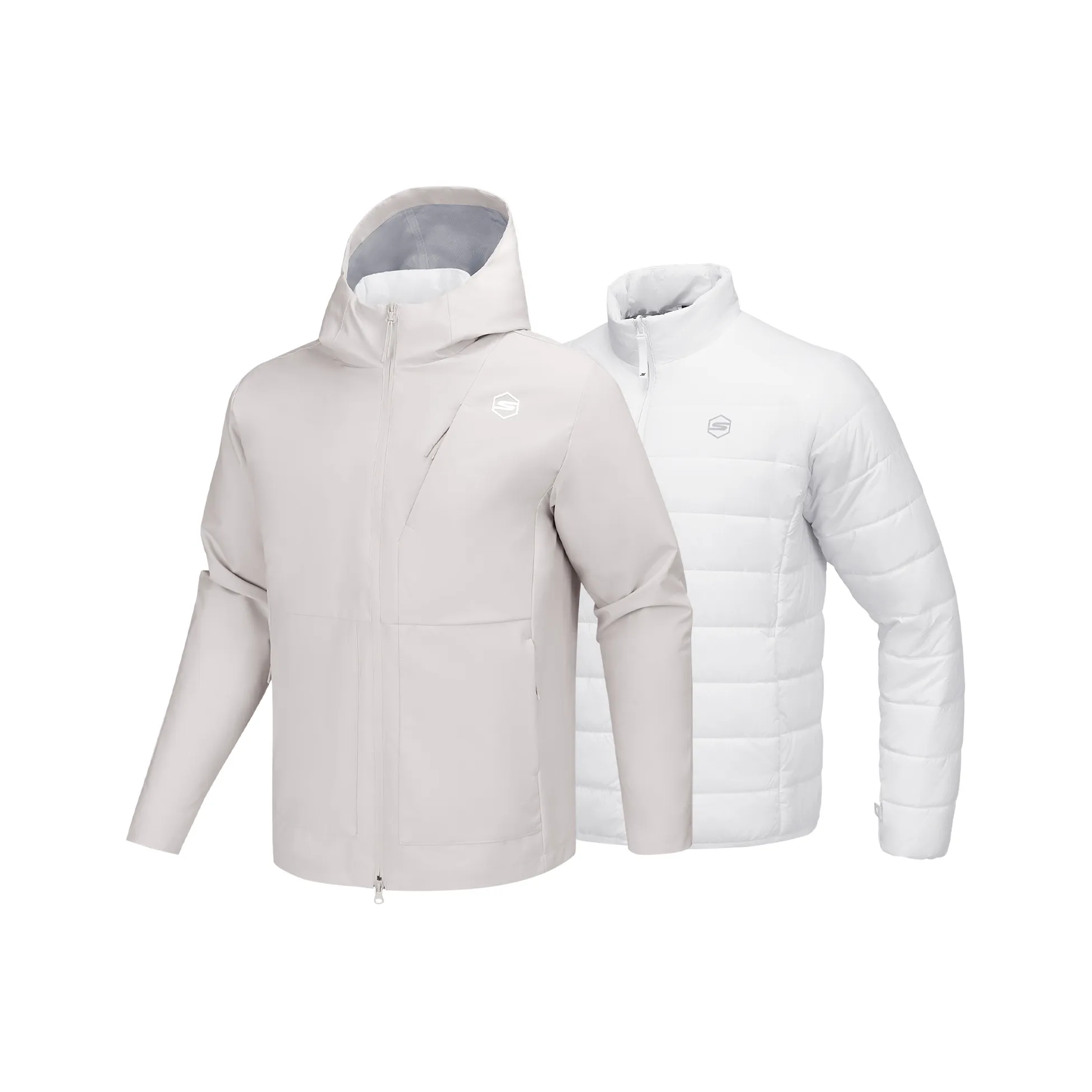 Skechers Хлопковый пуховик Мужской Серебристо-серый