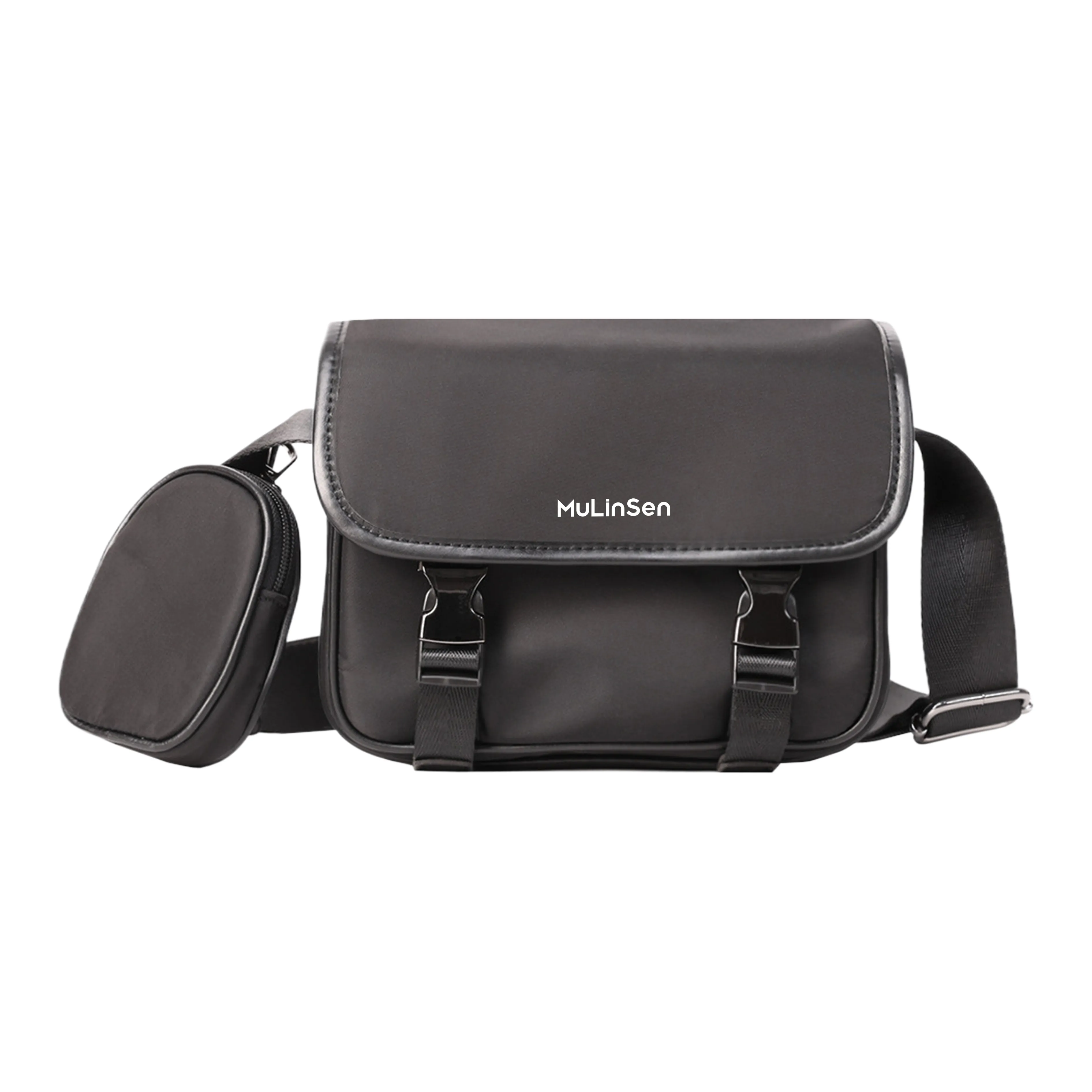 Mulinsen Нейлоновая Сумка через плечо Посылочная Сумка Стандартная Унисекс Черная