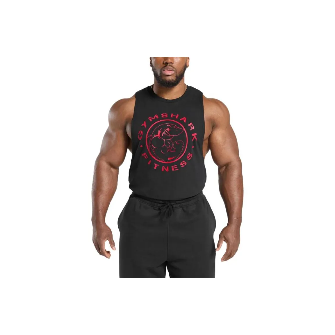 GYMSHARK Черный Красный Мужские Майки