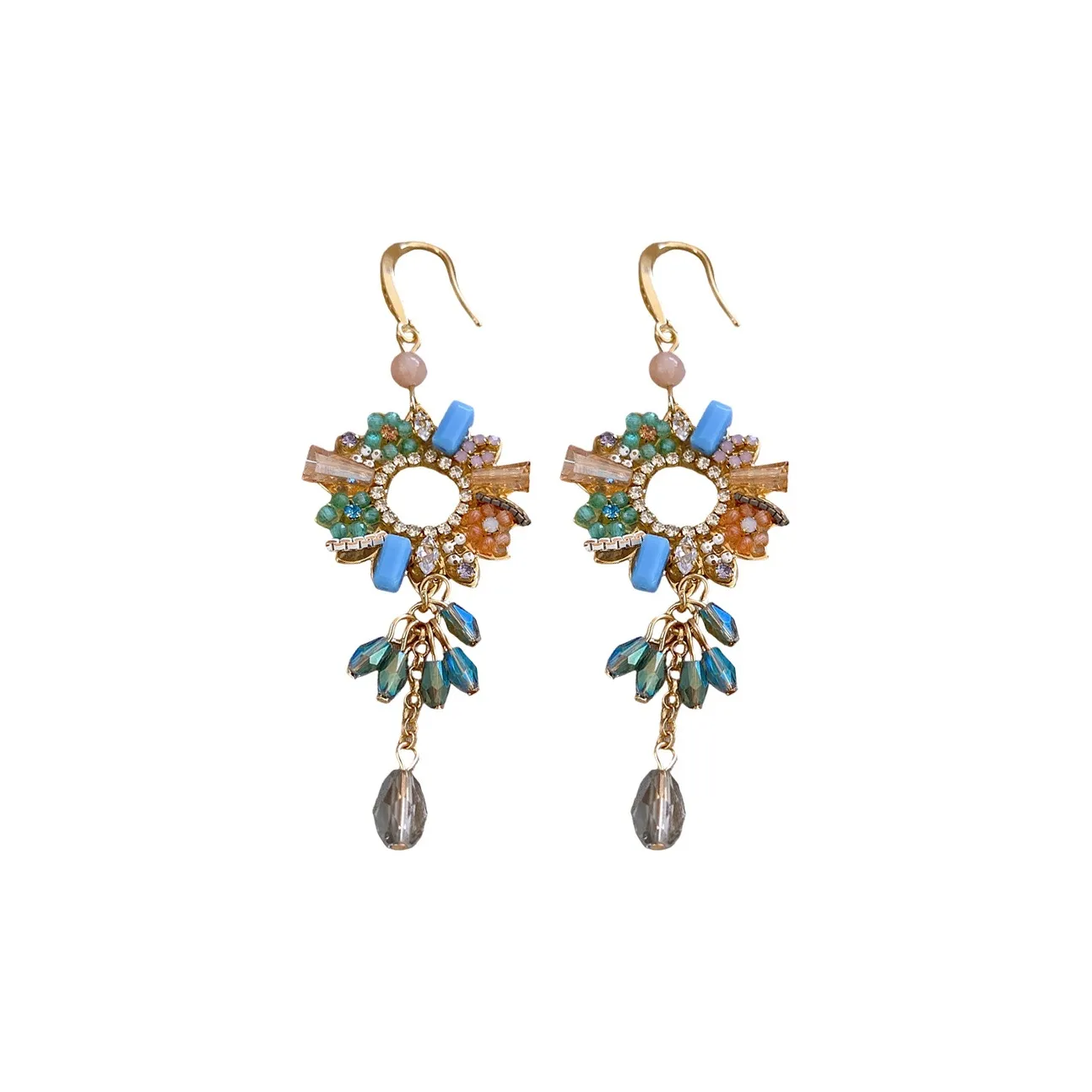 Drejew Alloy Zircon Glass Stud Earrings and Ring Set Women's Drejew Сплав Циркон Стекло Серьги-гвоздики и Кольца Комплект Женский