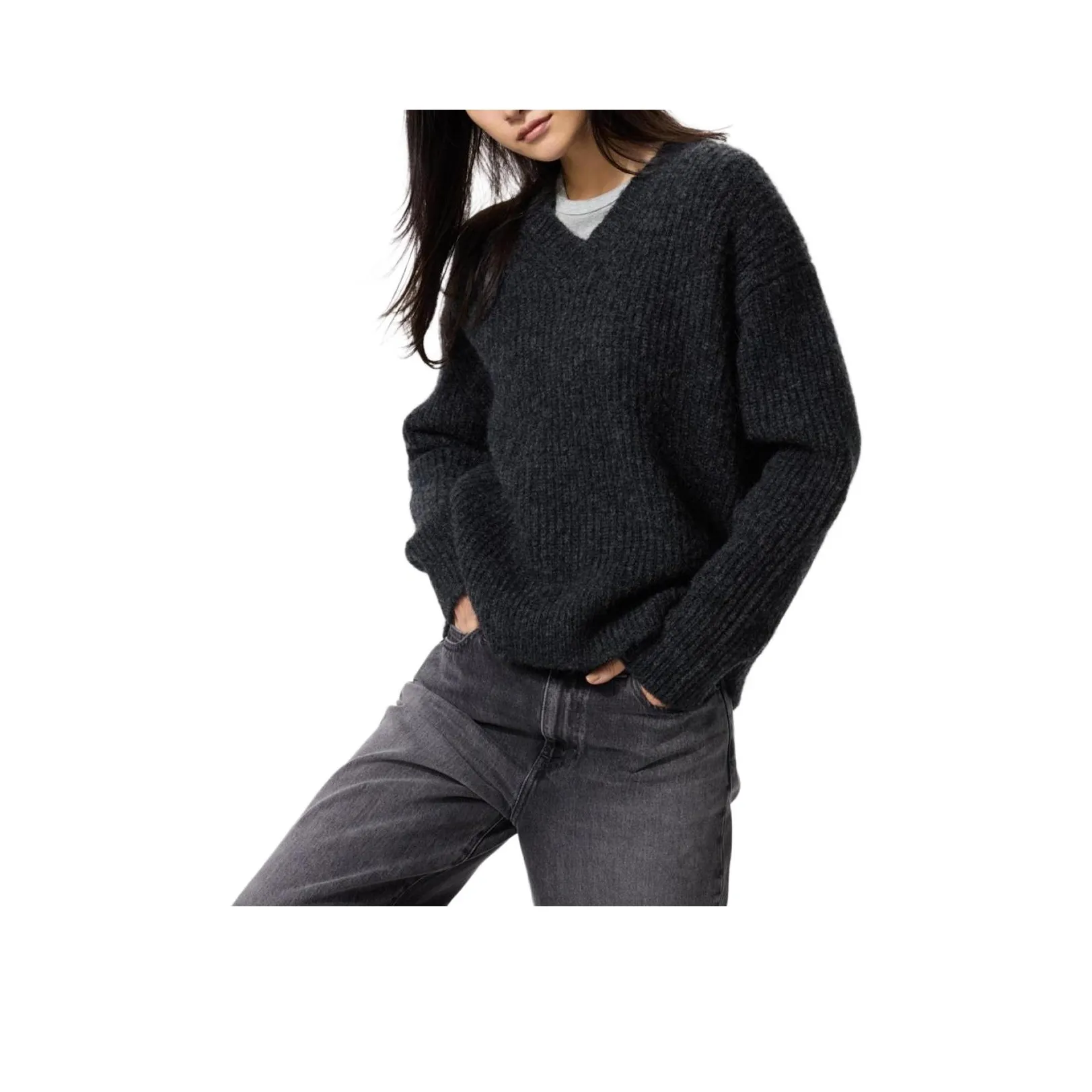 UNIQLO Темно-серый Женский Свитер